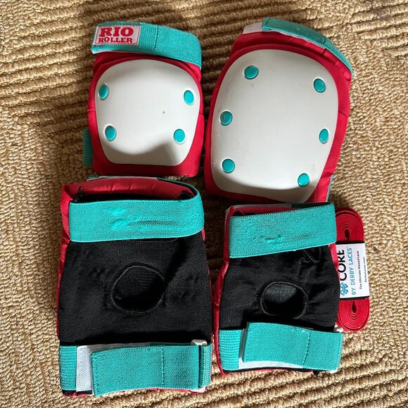 Used Rio Roller Elbow & Knee Pads - New Laces - Picture 1 of 1